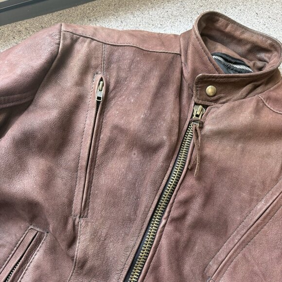 Vintage Walter Dyer Brown Leather Jacket Mens 36 Biker Motorcycle Riding USA - Picture 3 of 16